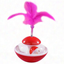 (Red) Feather Bell Tumbler Interactive Cat Toy Gift