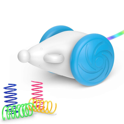 (Blue) Smart Interactive Cat Toy with LED Lights and Wicked Mouse for Indoor Cats