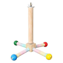 (2pcs) Interactive Rotating Bird Perch Wooden Exercise Stand for Budgies Cockatiels Small Birds