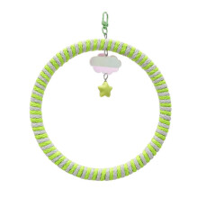 (Green, large) Small Orange Cotton Rope Parrot Swing Hanging Rings Cage Enrichment Climb Balance Training