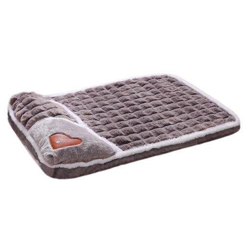 (Grey, L) Thickened Cozy Pet Bed with Removable Pillow for Winter Warmth