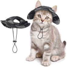 (black, Small) 2025 Adj. String Pet Hat for S/M Cats Dogs Birthday Party Costume Decor Light Blue Small