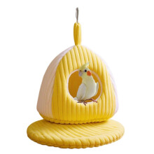 (Yellow, L) Casita para pájaros acogedora y aislada para pájaros pequeños, hábitat seguro para interiores, color verde, talla M.