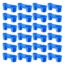 (Blue) 24 Pcs Bird Drinker Feeder Water Cups for Cage Pigeon Chicken Quail Poultry Blue