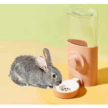 (Pink) Automatic 600ml Hanging Gravity Water Dispenser for Rabbit Chinchilla Guinea Ferrets