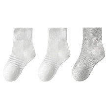 Athletic Crew Socks Cotton Mid Tube Beige 3 Pack 12-16 Years