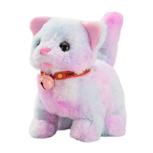(Colorful) Walking Meowing Interactive Plush Cat Toy Realistic Stuffed Animal Gift Boys Girls Yellow