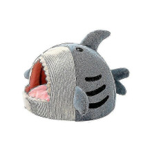 (Blue, M) Self-Warming Shark Shaped Cat Cave Bed Cozy Pet Den