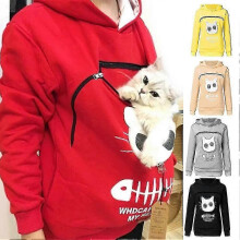 (Black, S) Hoodie für Katzenliebhaber mit Kängurutasche, Hundepfoten-Kuschelbeutel und Tierohren