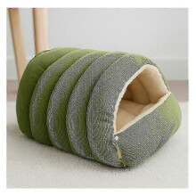 (Green, L) Enclosed Cat Cave Warm Pet House Ultra Warm Comfort Thick Plush Peaceful Bedroom Bedside