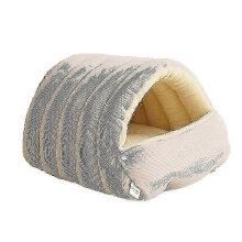 (White, L) Geschlossene Katzenhöhle, warmes Haustierhaus, extra warm und komfortabel, dick gefüttert, ruhig, für Schlafzimmer und Bett