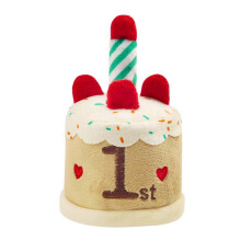 (B) Soft Fun Birthday Cake Plush Toy Bite Wear Resistant with Candle for Small Medium Cat Dog
