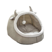 (A) Semi-Enclosed Soft Warm Cat Cave Bed with Play Ball for Small Dogs & Cats Tent Nest