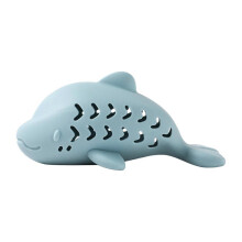 (Blue) Juguete interactivo de silicona con forma de pez, dispensador de premios de alimentación lenta para gatos de interior.