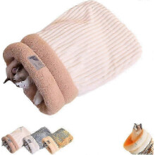 (Beige, M) Warm Soft Cat Sleeping Bag Cozy Indoor Cat Nest Multifunctional Pet Bed