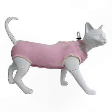 (Pink, S) Traje suave de recuperación postoperatoria para gatos, pijama protector para heridas abdominales