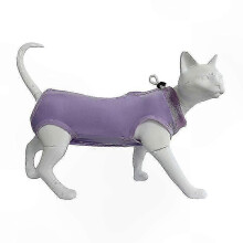 (Purple, L) Weicher Genesungsanzug für Katzen nach Operationen, Schutzpyjama für Bauchwunden