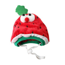 (A) Adjustable Pineapple Watermelon Strawberry Cat Hat Plush Eyes Cats Small Dogs Photo Prop
