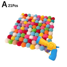 (as shown/1+20pcs) High Elastic Fur Ball Launcher Cat Toy Chew Resistant Teaser Stick Decompression Pet Ball