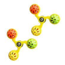 (Yellow) 2-Pack Parrot Spinner Toys with Rattle Ball and Wheel for Budgies Conures