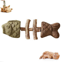 (C, 1pcs) Creative Cat Toy Dental Stick Wooden Fish Bone Catnip D7U2