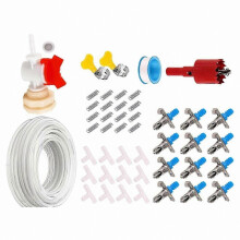 (12 piece set combina) Cage Watering System for Rabbit Guinea Pigs 6/12/24 Duckbill Valve Drinkers with Hole Cutter