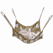 (Bow Tie Cat) Cotton Linen Breathable Summer Pet Cage Hammock Bed Mat for Cats Dogs