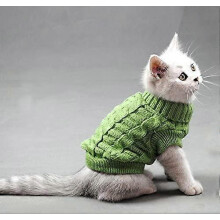 (Green, M) Soft Warm Turtleneck Pullover for Cats Small Dogs Fits Kitty Chihuahua Teddy Pug etc