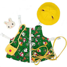 (Green christmas, M) Bunny Rat Small Animal Adjustable Harness Leash and Hat Christmas Dress