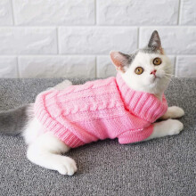 (Pink, XXL) Soft Warm Turtleneck Pullover for Cats Small Dogs Fits Kitty Chihuahua Teddy Pug etc