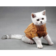 (Khaki, M) Soft Warm Turtleneck Pullover for Cats Small Dogs Fits Kitty Chihuahua Teddy Pug etc