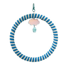 (Blue, large) Small Orange Cotton Rope Parrot Swing Hanging Rings Cage Enrichment Climb Balance Training