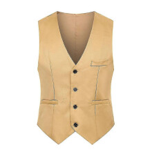 (Khaki, 3XL) Gilet de costume homme coupe slim, coupe décontractée ou formelle, à simple boutonnage