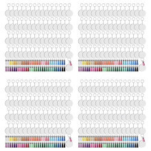 960 Pieces Sublimation Blanks Keychain Set Round Key Rings Sublimation Ornament Blanks Heat Transfer Keychain Tassels