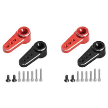 4Pcs Metal 15T Servo Arm Servo Horn Fit ES08MA II Servo for Axial SCX24 1/24 RC Crawler Car Parts,Red + Black