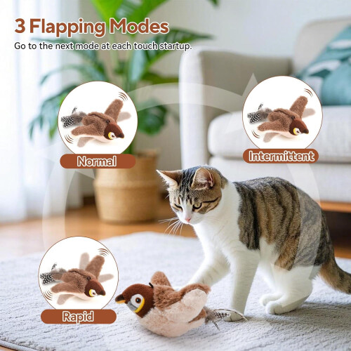 Flappy Bird Cat Toy Rechargeable Chirping Flapping Wings 2