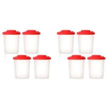 8PCS Salt and Pepper Shakers Moisture Proof Salt Shaker with Red Covers Lids Plastic Airtight Spice Jar Dispenser