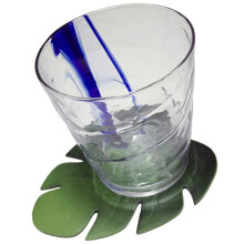 24Pc Tropical Artificial Leaves EVA Coasters Cup Bowl Pad Mat Coffee Tea Cup Mats Drink Coasters Green
