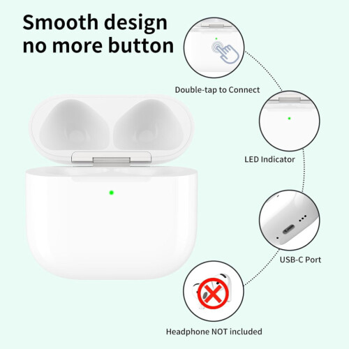 Replacement charging case compatible with  for AirPods (4th generation); wireless and USB-C charging and features a Bluetooth 1