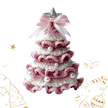 Crochet Kit Christmas Tree DIY Decoration Set with Bow and