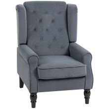 Wingback Accent Chair, Retro Upholstered Button Tufted Occasional Chair for Living Room and Bedroom, Grey