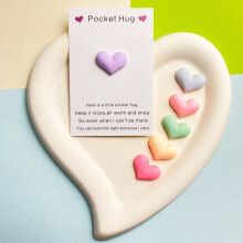 Crystal Heart Pocket Hug Greeting Card Light Blue 3.54x2.36
