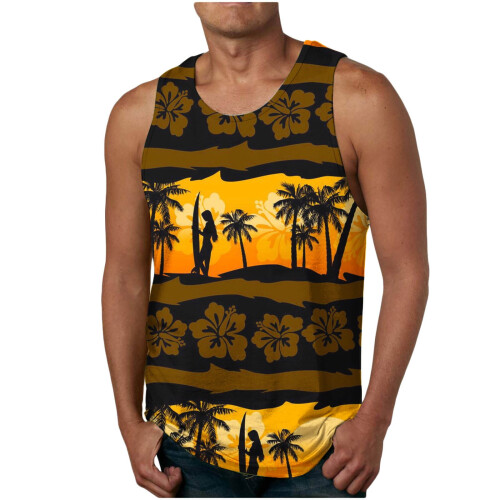 Men's Hawaiian Undershirt Brown Size 5XL 1
