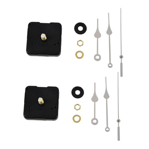 2X Clock Movement Mechanism with Silver Hour Minute Second Hand DIY Tools Kit