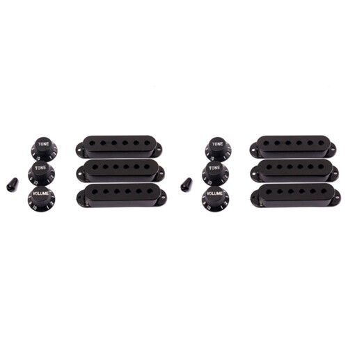6Pcs Durable Guitar Pickup Cover Volume Tone Knobs  Tip Parts Set,Black