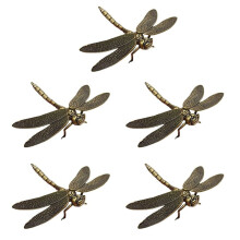 5X Brass Dragonfly Casting Animal Figurine Retro Style Metal Sculpture Home Desktop Decoration