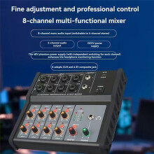 Multi-Function Mixing Console Digital 8 Channel Audio Mixer Stereo for Recording DJ Sound Mixers Live Broadcast Red US