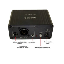Protable Microphone Preamp 48V Phantom Power High Gain XLR Output Mic Preamplifier for Dynamic/Condenser Microphone B