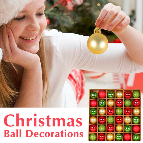 Christmas Tree Ornament Ball Set Red Green Gold 2