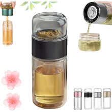 Glass Tea Infuser Bottle Double-Layered 3-in-1